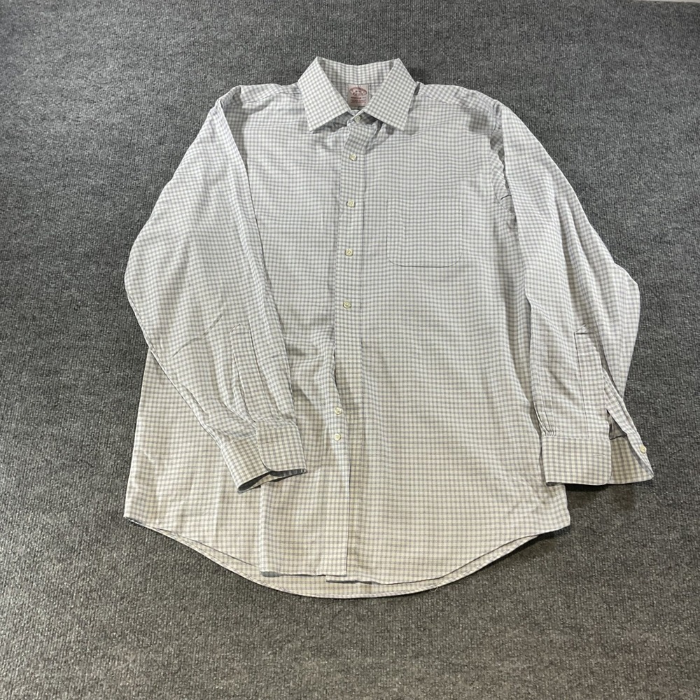 Brooks Brothers Madison Fit Shirt 16-34 Blue White Check Non-Iron Supima Cotton